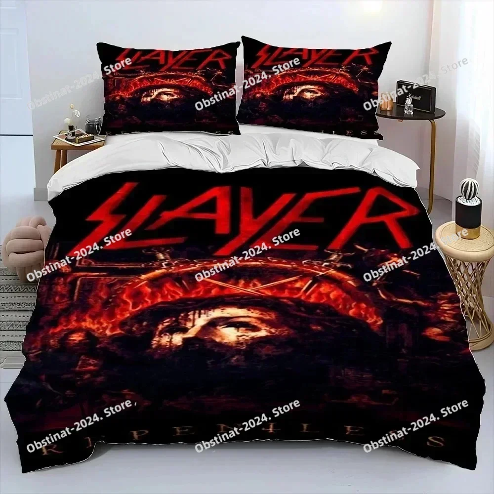 3D Slayer Heavy Metal Band Music Bedding Set Printed single Comforter Quilt Bed Duvet Cover Pillow Case 3 Pieces Kids Adult Size