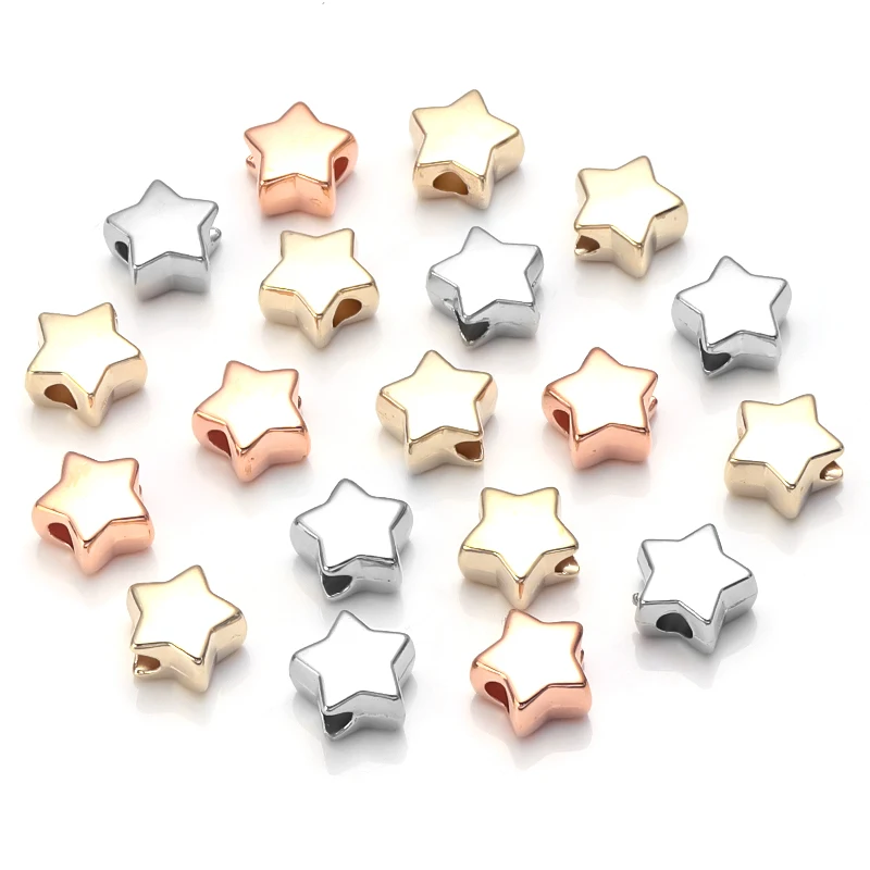 50-100pcs 6/10/12mm Star CCB Beads Gold Silver Color Loose Beads For Jewelry Making DIY Necklace Bracelet Earrings Accessories image 5