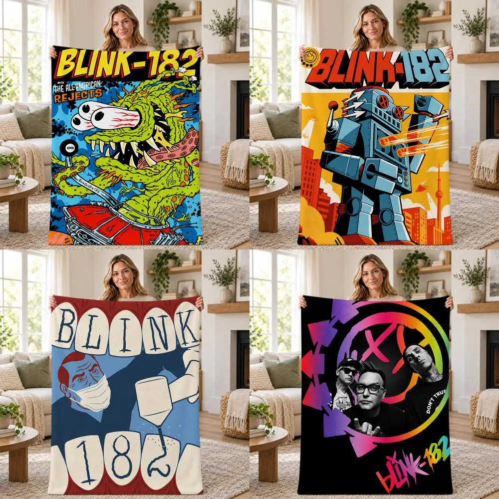 Band Pop Punk Blink-182 Throw Soft Warm Flannel Throw Blanket for Sofa Bed Office Home Holiday Gift All Season