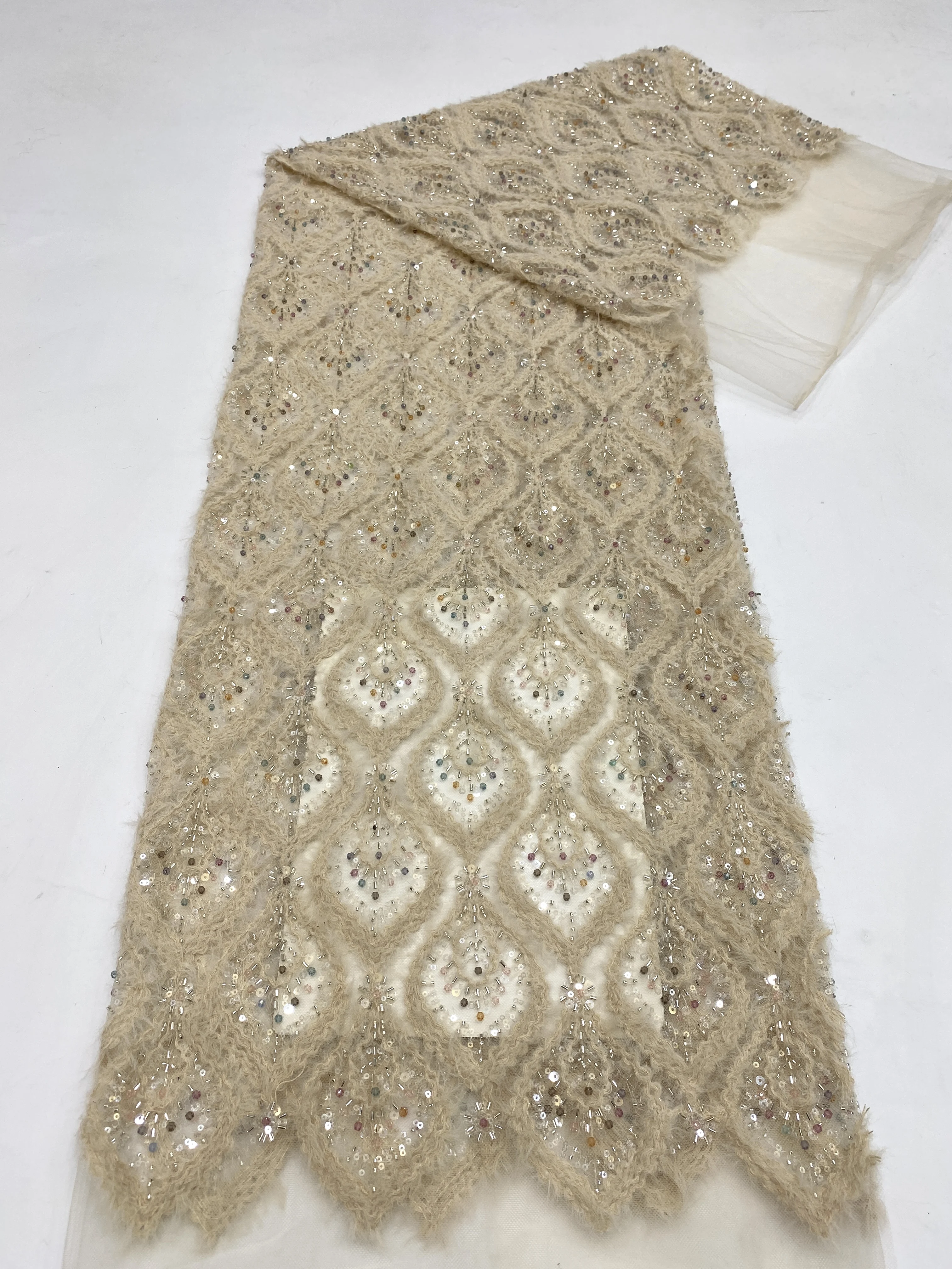 

Африканское кружево с пайетками и бисером 2026 года, высококачественная ткань с вышивкой пайетками, французское нигерийское кружево для свадебных платьев