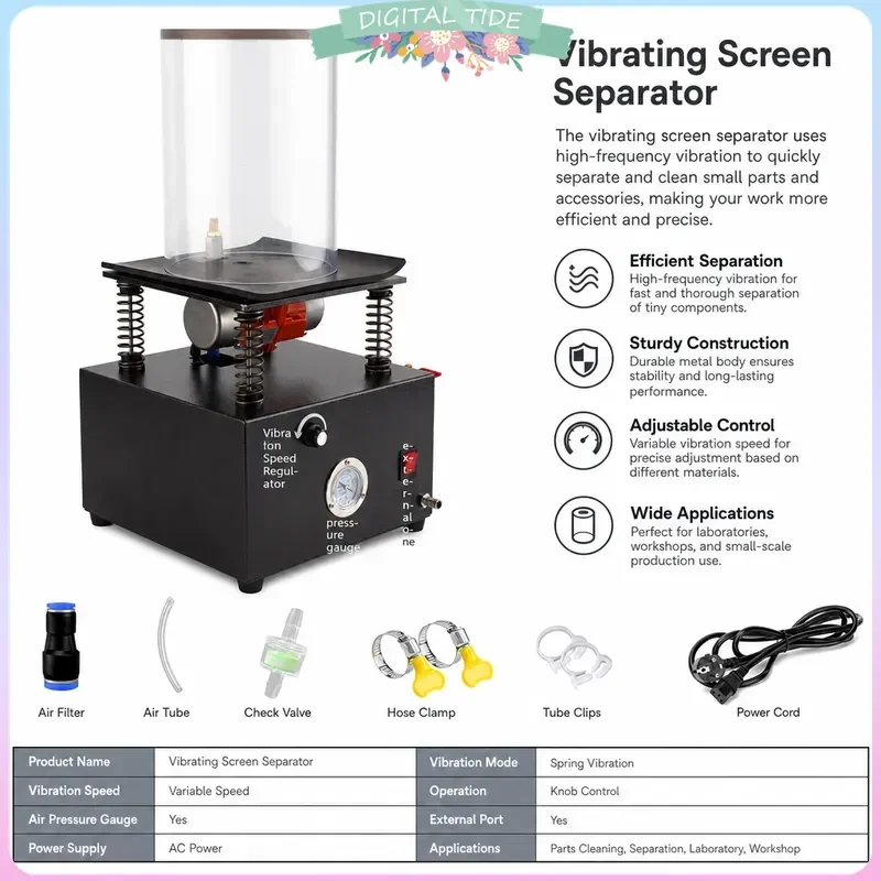 Jewelry Vacuum Vibrating Machine Acrylic Chamber Casting Mold Equipment Adjustable Speed for Jewelry Making Surface