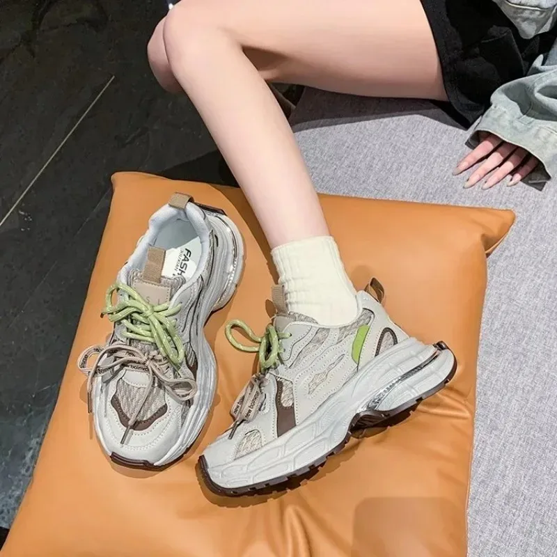 Women's Thick Bottom Shoes Spring 2026 New Style Silver Color Heightening Lightweight Versatile Foot Slimming Casual Runn...