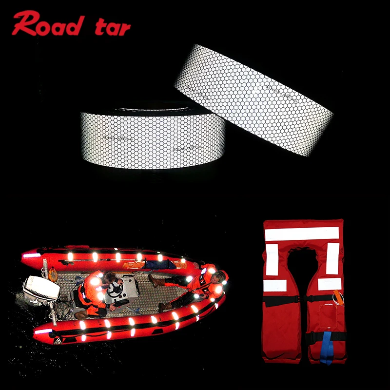 Roadstar 5CM Wide Self-Adhesive Solas Marine Reflective Warning Tape with PC Backing Widely Used in Life Rafts Saving Suit