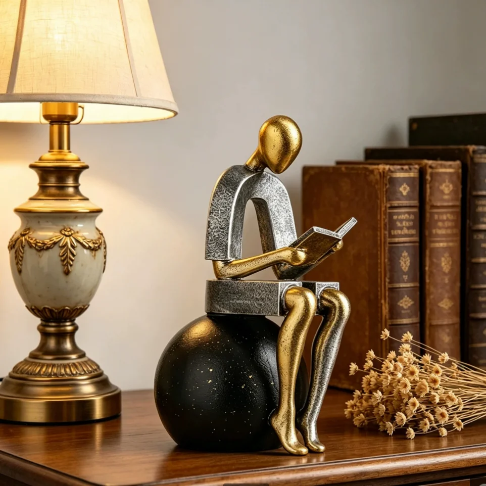 

Abstract Desktop Character Ornaments High Quality Resin Abstract Thinker Sculpture Nordic Style Modern Home Office Decor