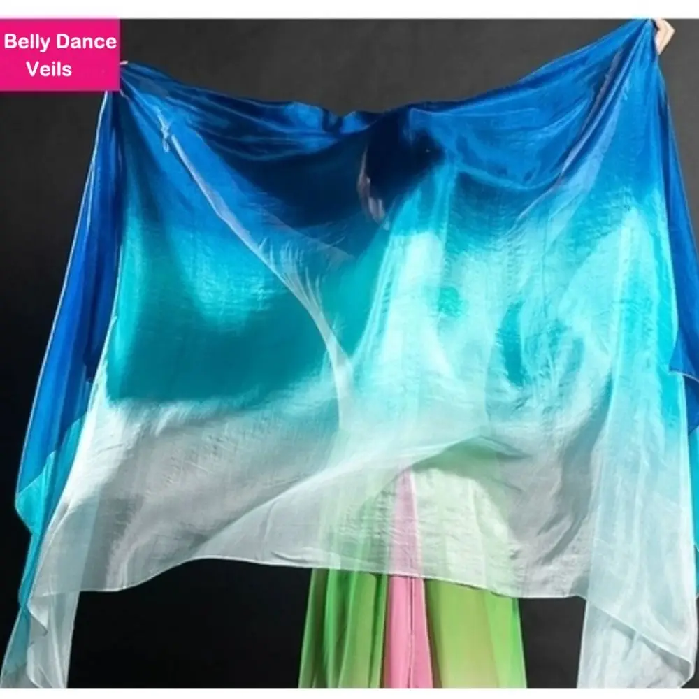 Fashion Long Gradient Color Belly Dance Veils Light Texture Long Dancing Scarf Performance Shawl