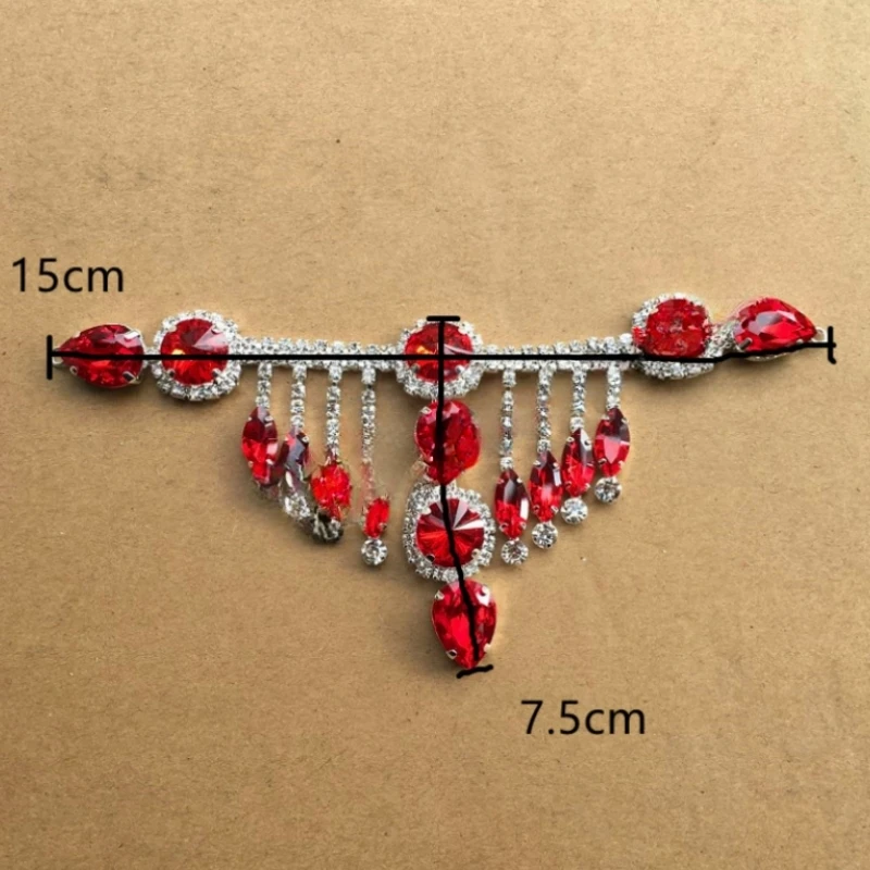 Farbige Glas-Diamant-Quasten-Accessoires, Handgefertigter Glas-Diamant, DIY-Hochzeitskleid, Bühnenkleidung, 15x7,5cm, Neu – Detail 4