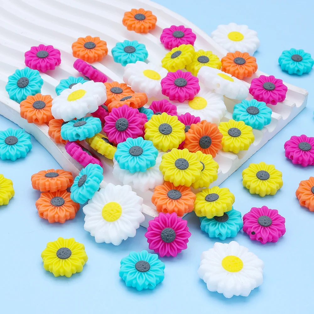 5Pcs Silicone Beads Flower Shaped Beads For DIY Baby Pacifier Chains And DIY Necklace Bracelets Jewelry Making Accessories