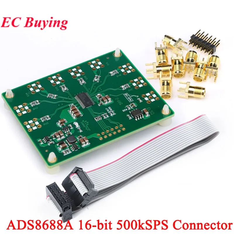 ADS8688A SAR/ADC Data Acquisition Module 16Bit 500Ksps Single/Bipolar Input 8-Channel DC 3.3V RS232 Serial Port ADS8688