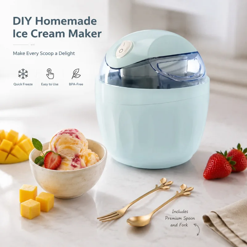 Automatic Mini DIY Ice Cream Maker Quick ze Homemade Sorbet Frozen Yogurt Machine One Button Household Dessert Maker