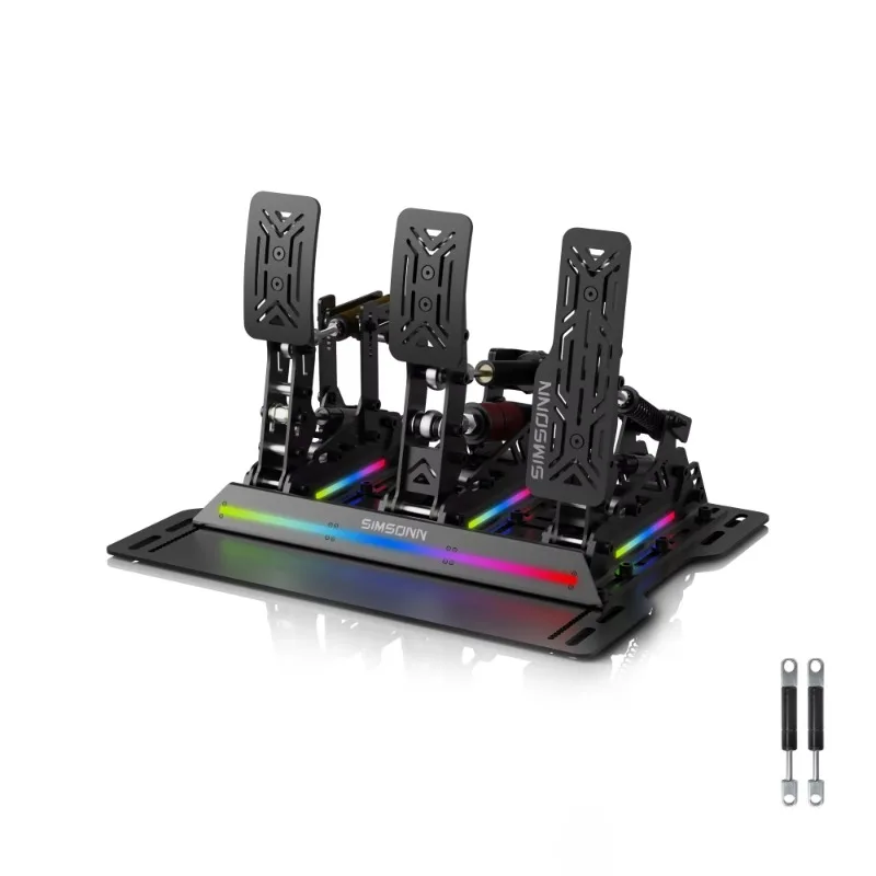 New analog racing pedals, made of 6mm high-strength steel, full range with RGB color light strips, USB PC interface