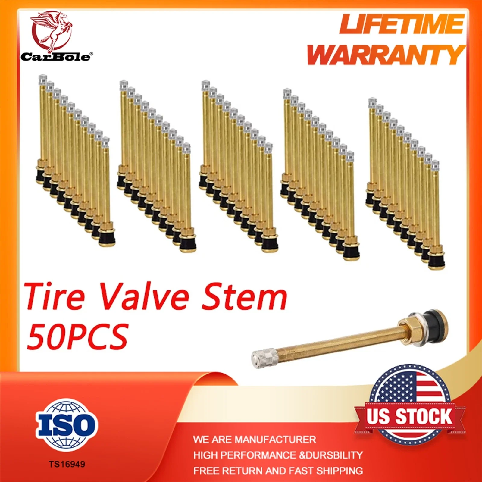 

Set of 50 Truck Tire Valve Stem Wheels 22.5 /24.5 For Rim Φ.625".Holes L:4"TR572