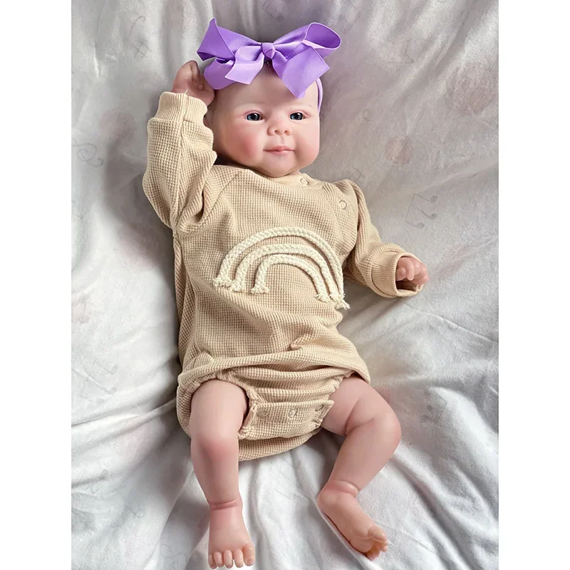 Nouveau 18 pouces pleine vinyle Juliette Reborn poupée fille fabriqué à la main doux au toucher mignon bébé jouet, les arcs sont envoyés au hasard