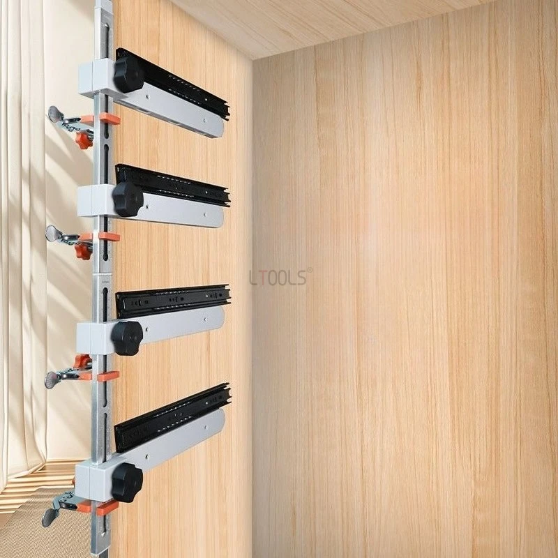 White Slide Rail Locator Drawer Rail Installation Aid Adjustable for Quick Fixing of All Types of Drawer Rails Woodworking Tools