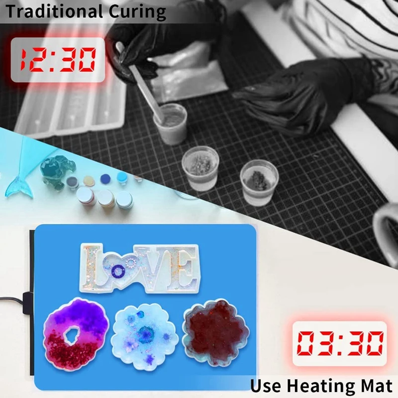 Resin Heating Mat-Quick Dry Resin Curing Machine With Timer Funtion And Thermal Insulation Cover,DIY Resin Craft US Plug