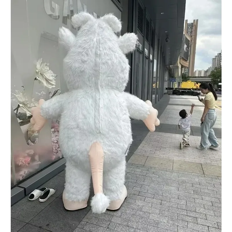 Adult Inflatable Monster Costume Blow Up Furry Mascot Suit For Birthday Party Cartoon Character Cosplay Dress No Battery