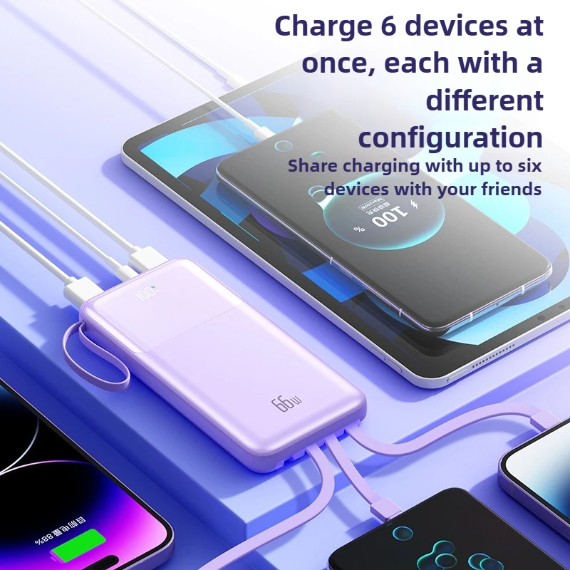 Hochwertige mobile Powerbank mit 10.000 mAh und integriertem 66-W-Schnellladekabel für Apple für Xiaomi für Huawei