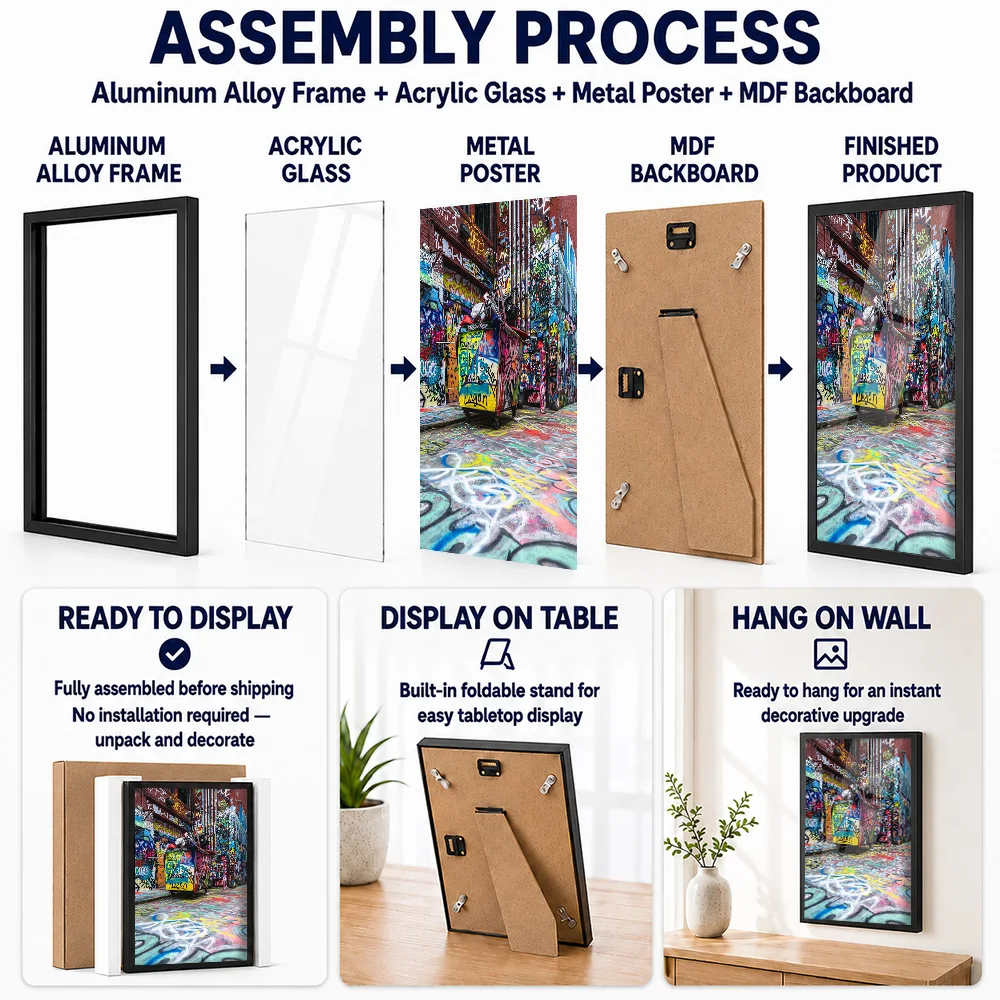 Graffiti Alley Baltimore Metal Poster With Aluminum Alloy Frame Personalized Scenic Tribute Wall Art Ideal For Travel Lounge