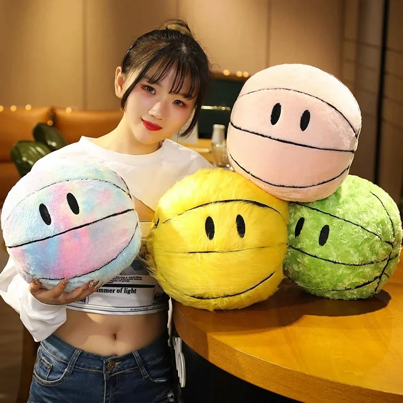 32cm Creative Smile Ball Plush Toy Cute Basketball Pillow Car Home Basketball Doll Smiley Ball Vent Throw Doll Pillow