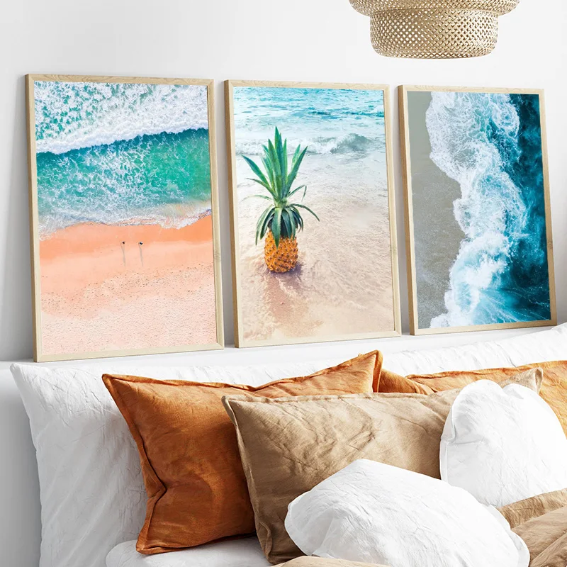 1PC frameless decorative art print,Beach Coastal Sea Ocean Nature Print Art Canvas Poster For Living Room Decor Home Wall Pictur