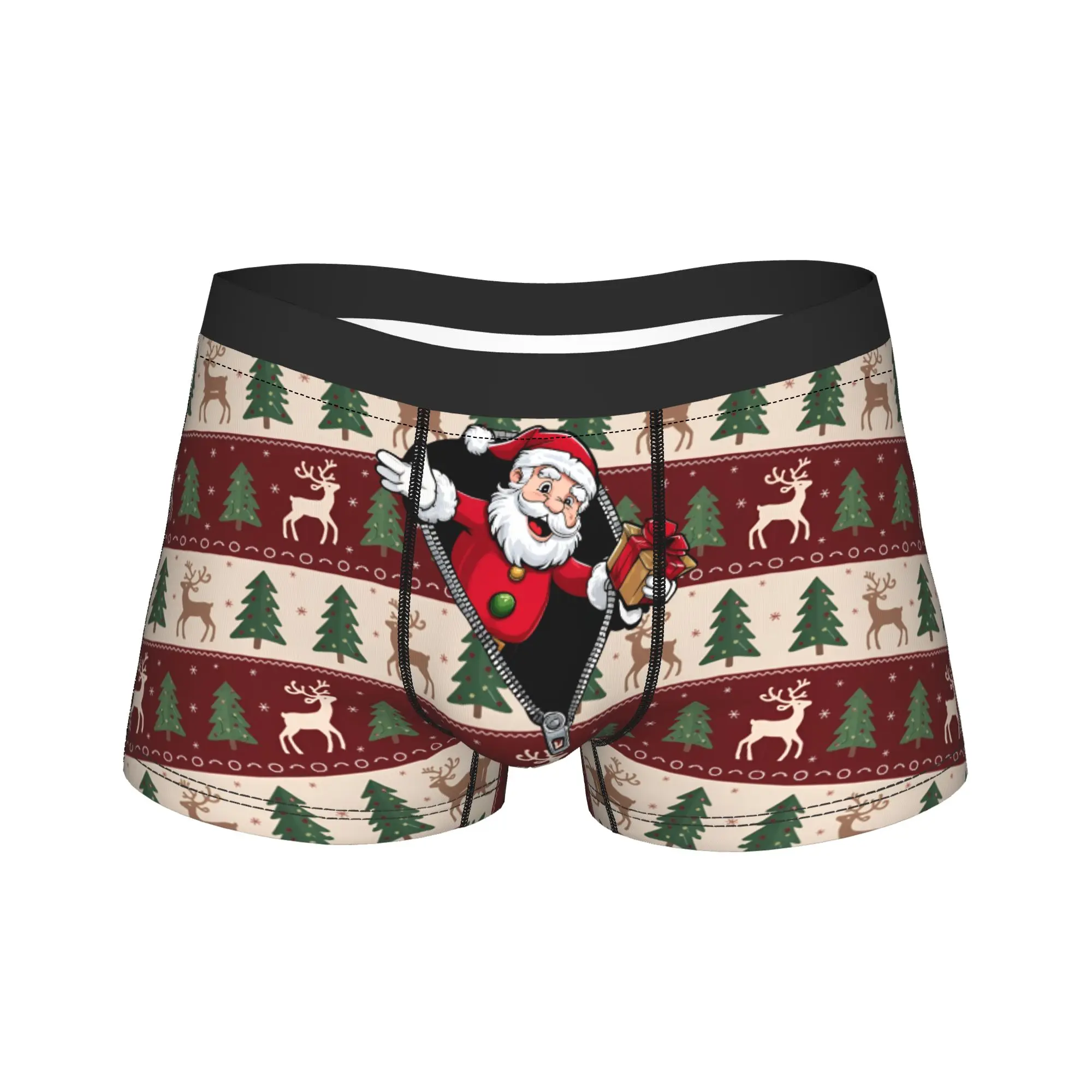 Man's Christmas New Year Santa Claus Boxers Briefs,Comfortable  Underwear Shorts Boxer Briefs