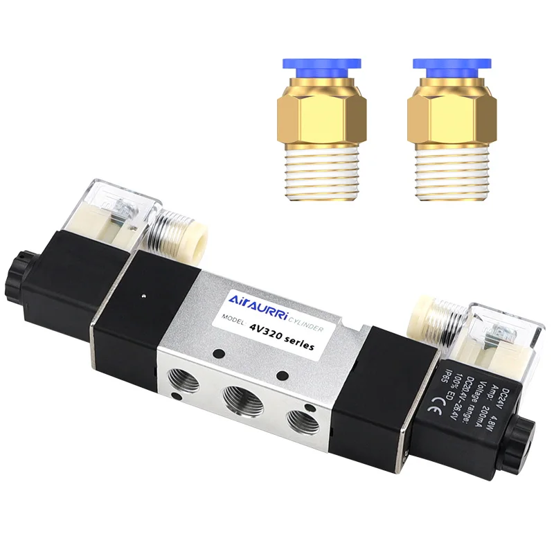 

3V320-08 Пневматический электромагнитный клапан, 3-канальный, 2-позиционный, 1/4 дюйма, с разъемом для аксессуаров 4, 6, 8, 10, 12 мм для 12 В постоянного тока, 24 В, AC110 В, 220 В