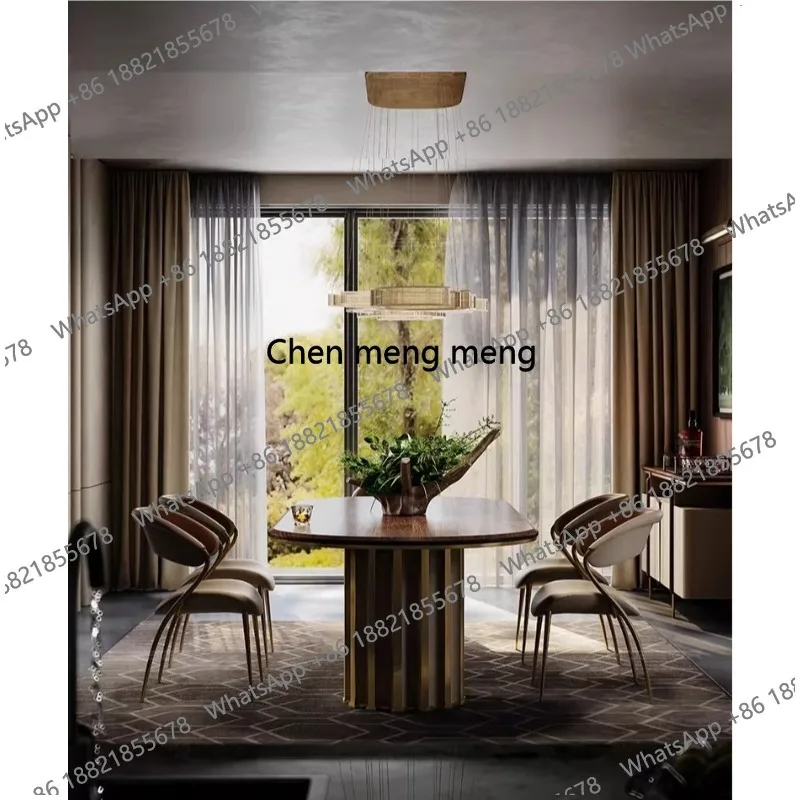 Dining table household medieval style large apartment modern simple high-end table and chair combination