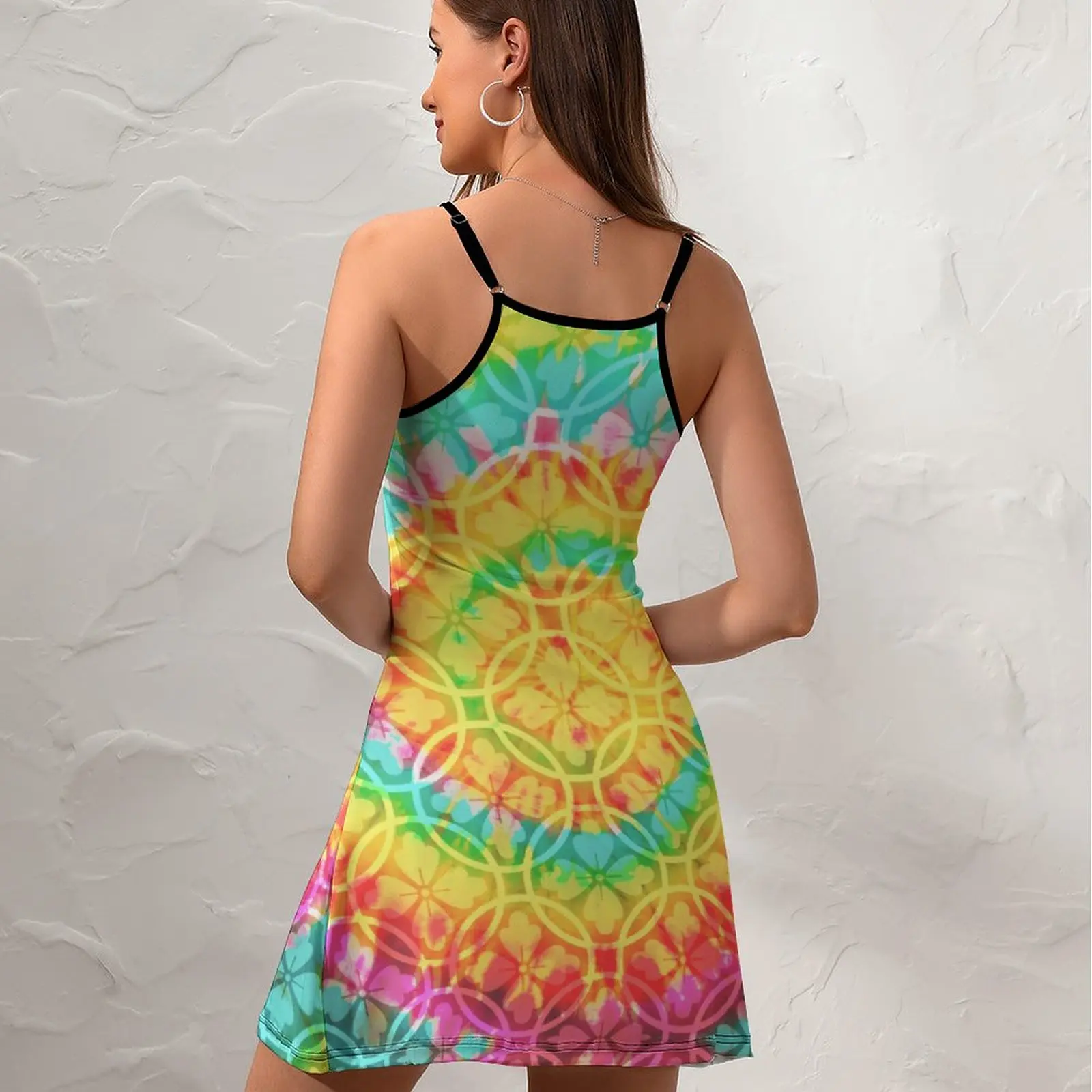 Exotic Tie Dye Floral Pattern Tie Dye Y  Women's Sling Dress Casual Cocktails Woman's Clothing Dresses Hot Sale