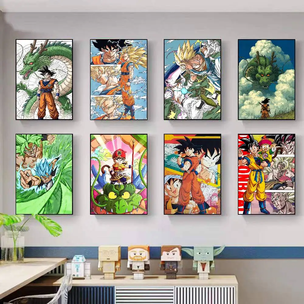 

D-DRAGON B-BALL Vintage Posters Sticky Retro Kraft Paper Sticker DIY Room Bar Cafe Kawaii Room Decor