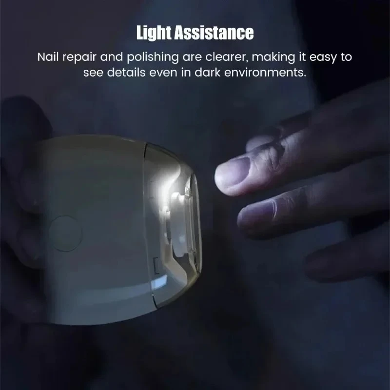 Automatic Nail Grinder Trimmer  LED Light 2 IN 1 Electric Nail Clipper Cutter for Baby Adult Mini Manicure Tools Nail Care