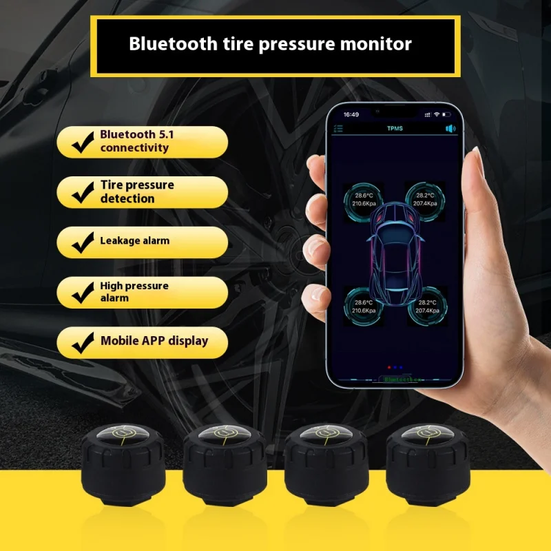 Mobile PhoneAPPDisplay Bluetooth Tire Pressure Monitoring SystemTPMS4Wheel Car Motorcycle Electric Car Tire Pressure Detector