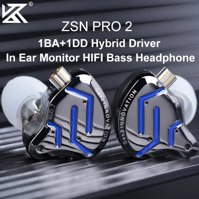 KZ ZSN Pro 2 1BA+1DD Hybrid Driver In Ear Earphone HIFI Bass Earbuds Metal Monitor Earphone Sport Headset Interchangeable earph