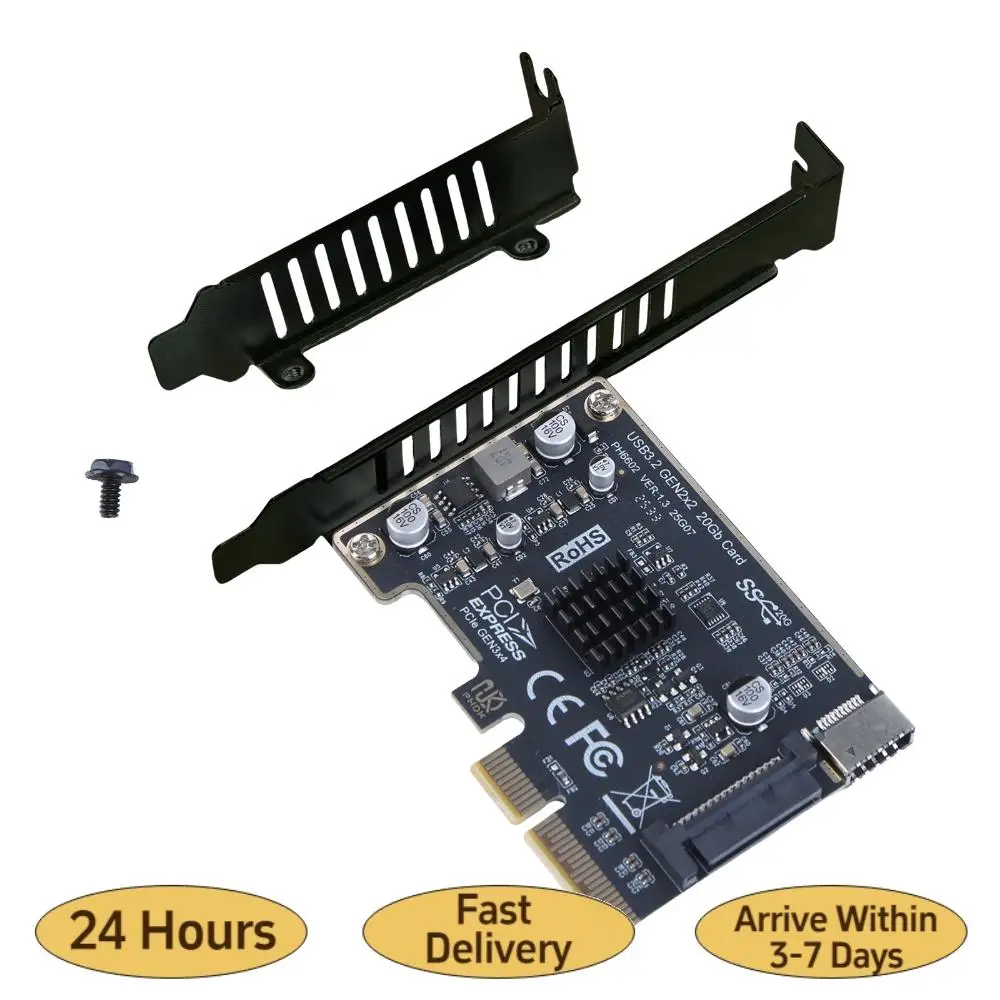 

ASM3242 Chip Front Panel Adapter PCI Express X4 To Type E USB 3.2 GEN2 20Gb Riser Board Expansion Card Riser Converter