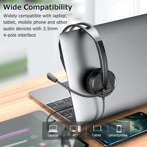 Lenovo-Lecoo Kabel-Head-Fundure-Headset mit einstellbarem Mikrofon, Sprachanruf, Webkonferenz, Online-Lehre, HT106, 3,5 mm 8 Hauptverkäufe zentrales Multimedia Lelong - №4