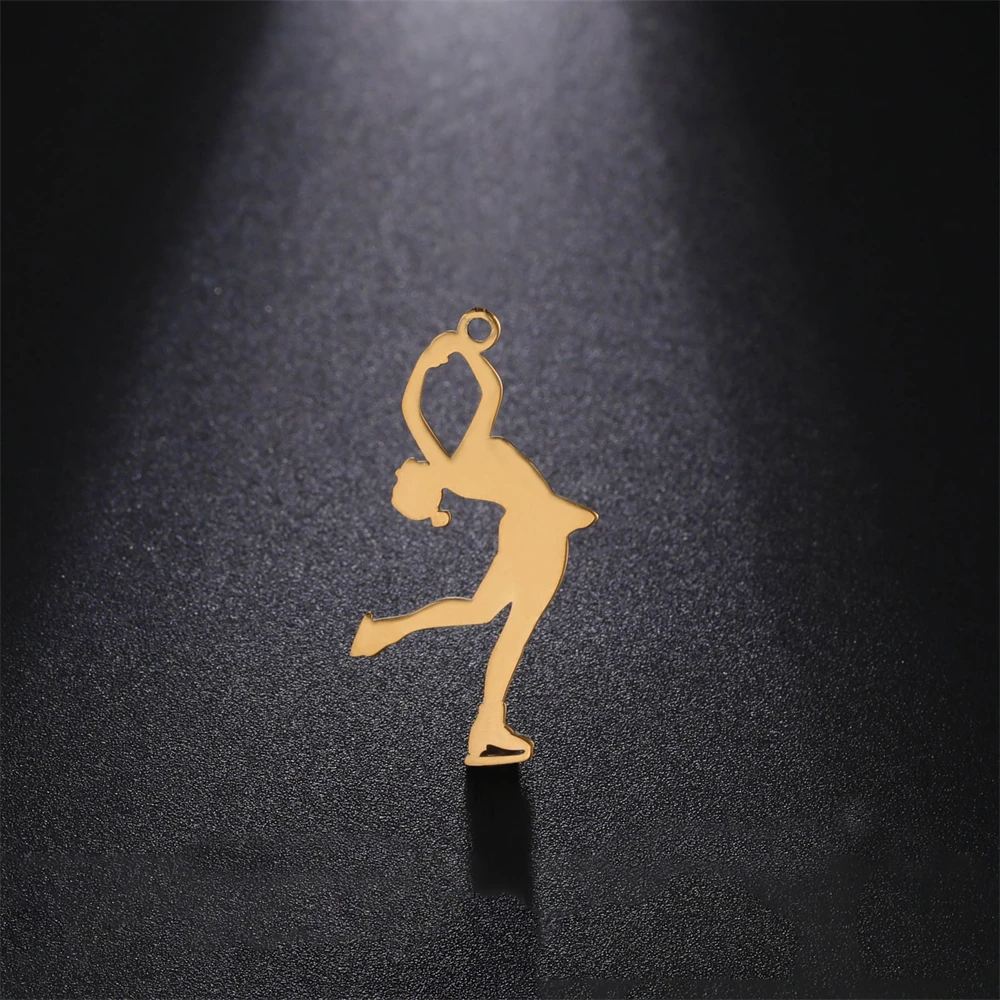 5pcs/Lot Stainless Steel Charms Figure Skating Sprots Charm For Jewelry Making Wholesale Diy Women Necklace Pendants Findings