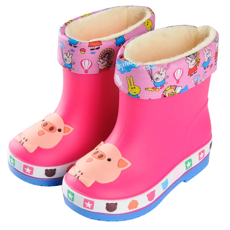 2023 New Boys Girls Fashion PVC Rain Boots Waterproof Kids Cartoon Rainboots Children Non-slip Water Shoes Wellies