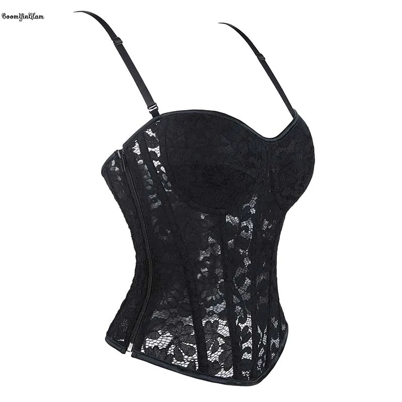 Plus Size Xs-xxL Spaghettic Strap Women's Transculent Lingerie Erotic Bra Corset Bustier With Padded Cup