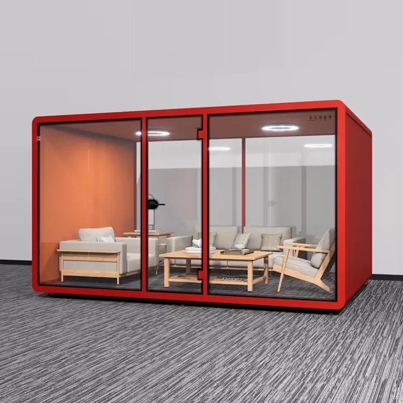 8 Person Corporate Meeting Cabin Modern Aluminum Soundproof Work Booth for Home Office Conference Pod