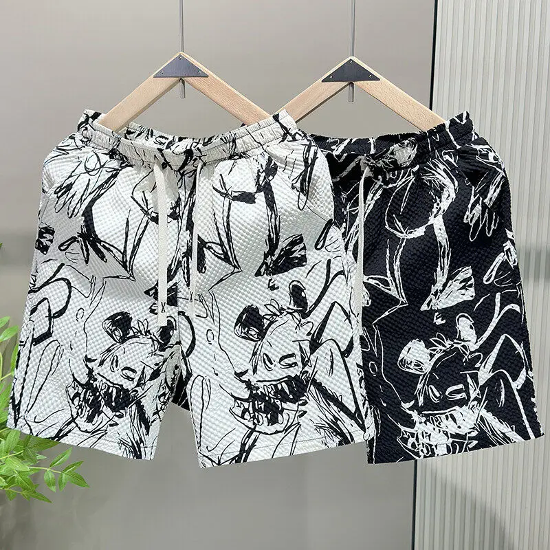 

Летние шорты для бега, мужские повседневные спортивные шорты для бега, модные шорты с принтом, свободные сухие спортивные шорты на шнурке, мужские