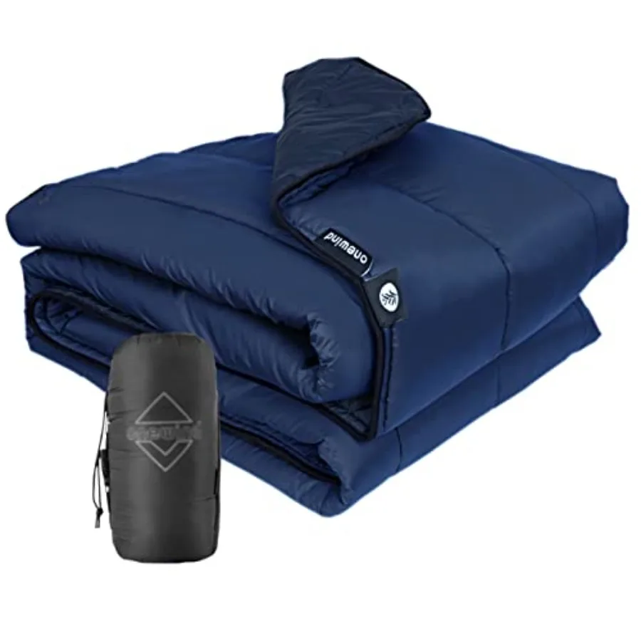 Camping Blanket Recycled Nylon Fabric Sorona Fillings Warm Puffy Breathable Windproof Packable Lightweight for Outdoor Hiking B