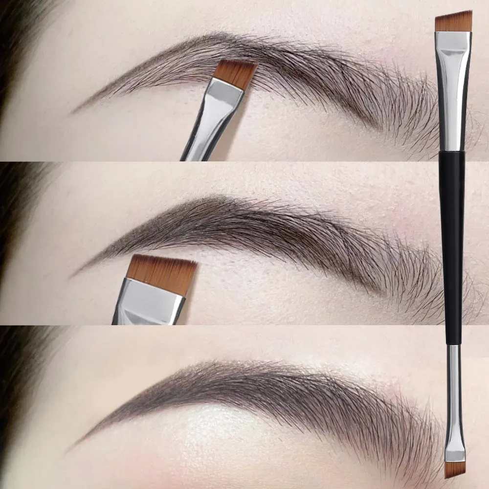 Pennello per sopracciglia piatto a doppia testa da 20 pezzi pennelli per trucco ultrasottili per sopracciglia pennello per Eyeliner pennello per contorno sopracciglia sottile