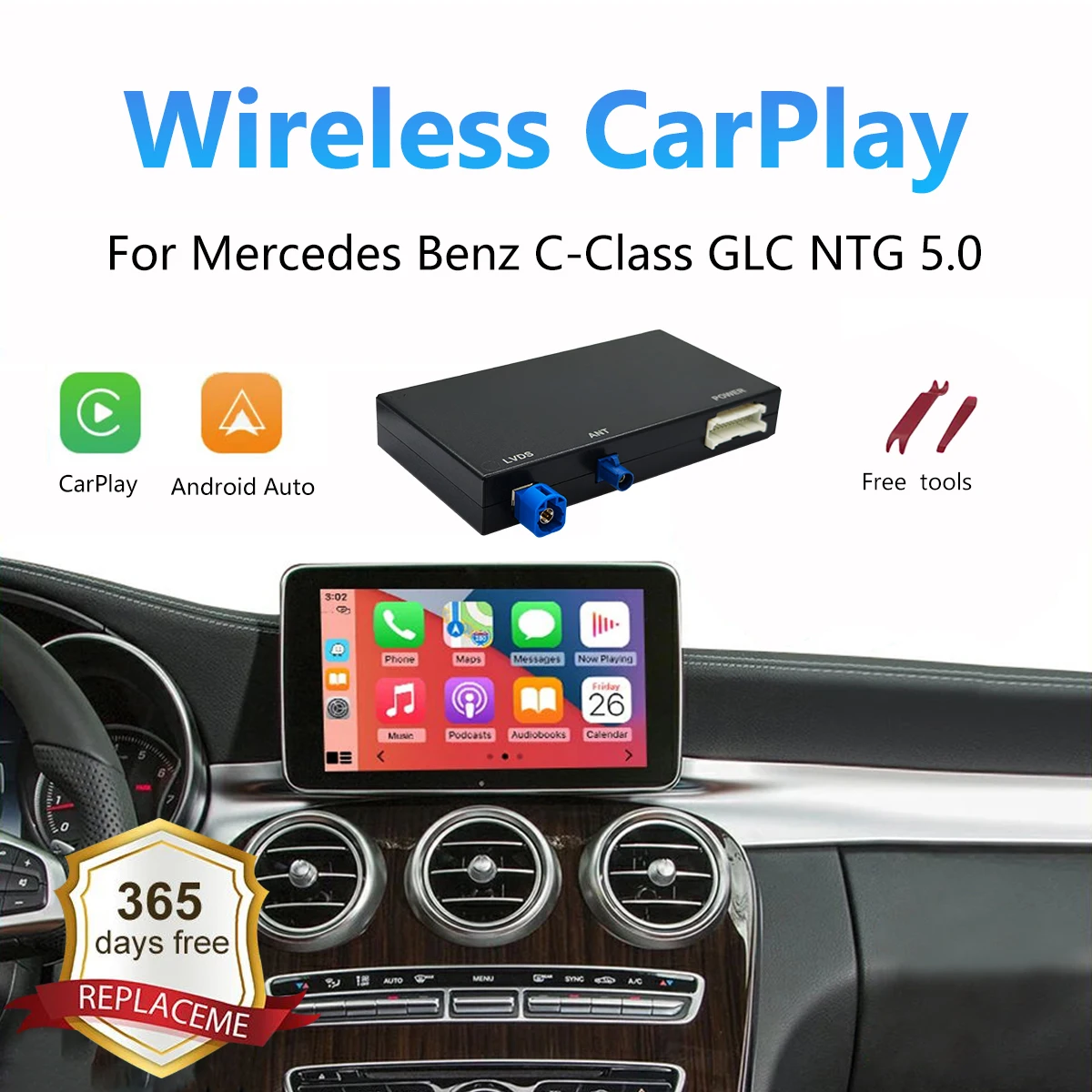 

WRWD Wireless CarPlay For Mercedes Benz A CLA GLA W176 C-Class W205 GLC 2015-2018 with Android Auto Mirror Link AirPlay Car Play