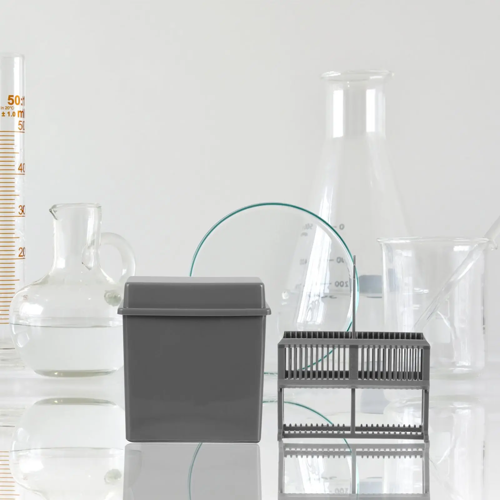 24 Slots Microscope 24 Slots Microscope Slides Staining Jar Slides Staining Rack Jar Lab Storage Stand Teaching Research Gray