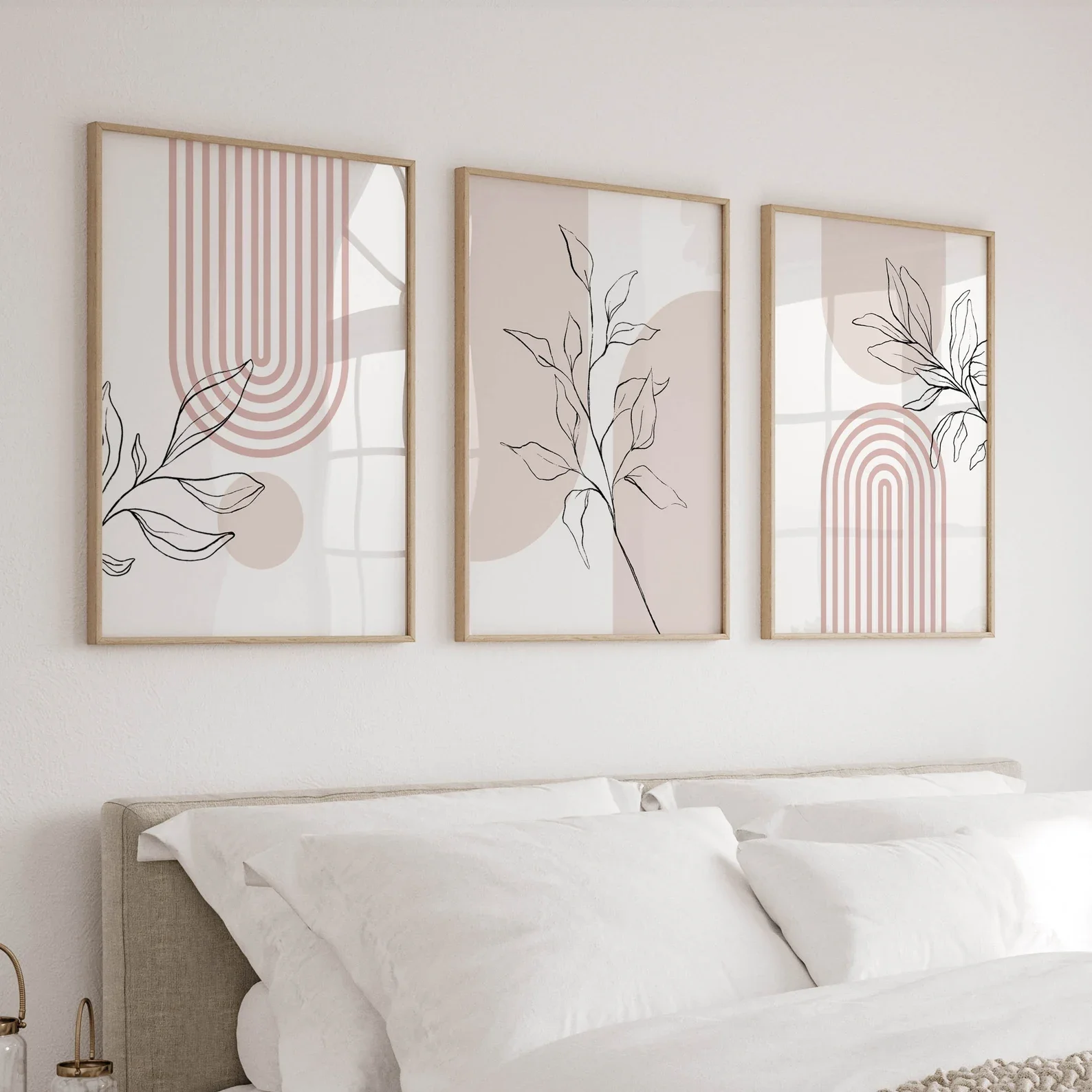 3pcs frameless Canvas Painting 3PCS  Pink Wall Art Prints for Modern Minimalist Home Decor  Boho Botanical Posters  Canvas Paint
