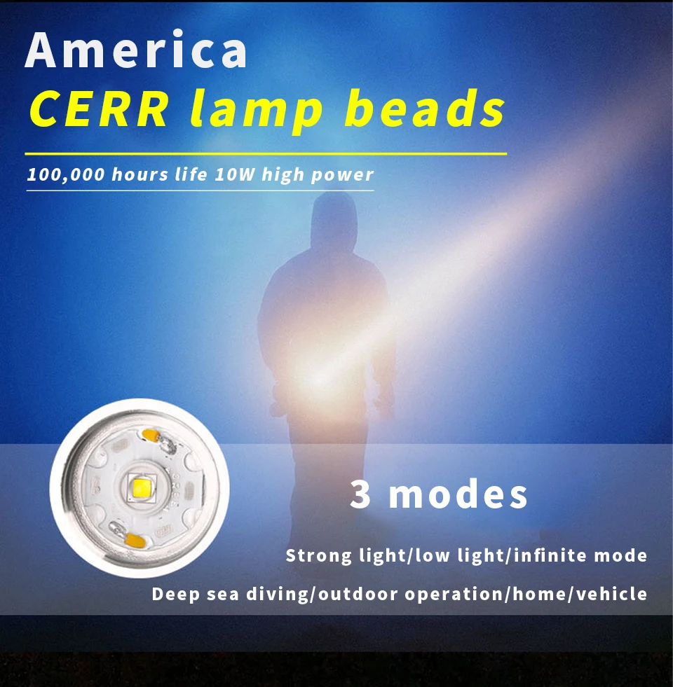 Linterna de buceo con luz brillante, foco LED de larga duración, impermeable, sumergible para pesca nocturna, IPX8, para exteriores, bajo el agua,