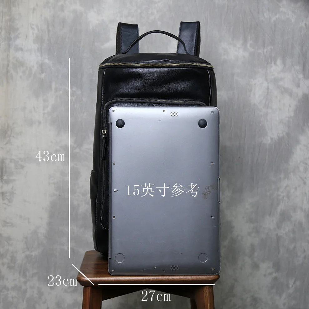 Handmade Retro Leather Shoulder Bag With Layered Cowhide Portable Casual Travel Bag Large Capacity Trendy Bucket Bag Backpack