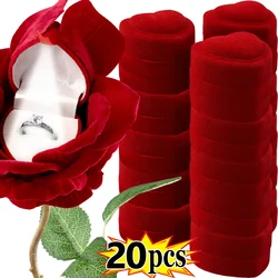 Flocking Red Heart Velvet Ring Boxes for Wedding Rings Romantic Valentine Day Gifts New Charms Jewelry Display Cases Wholesale