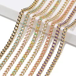 1 Meter Stainless Steel Ground Cuban Chains Novelty Enamel Necklaces Chains Bracelets Findings DIY Jewelry Accessories Supplies