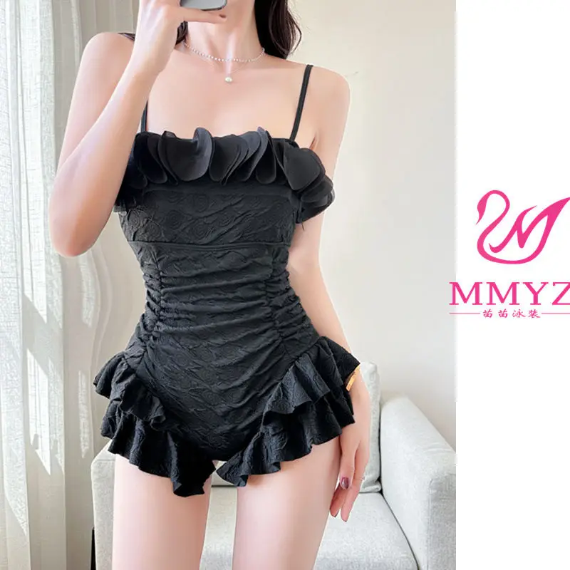

Swimwear Set Sexy Lace Cover-Up Dress with Adjustable Straps Women Conservative Tankini Two-Piece Floral Sheer Mesh Beach Dress