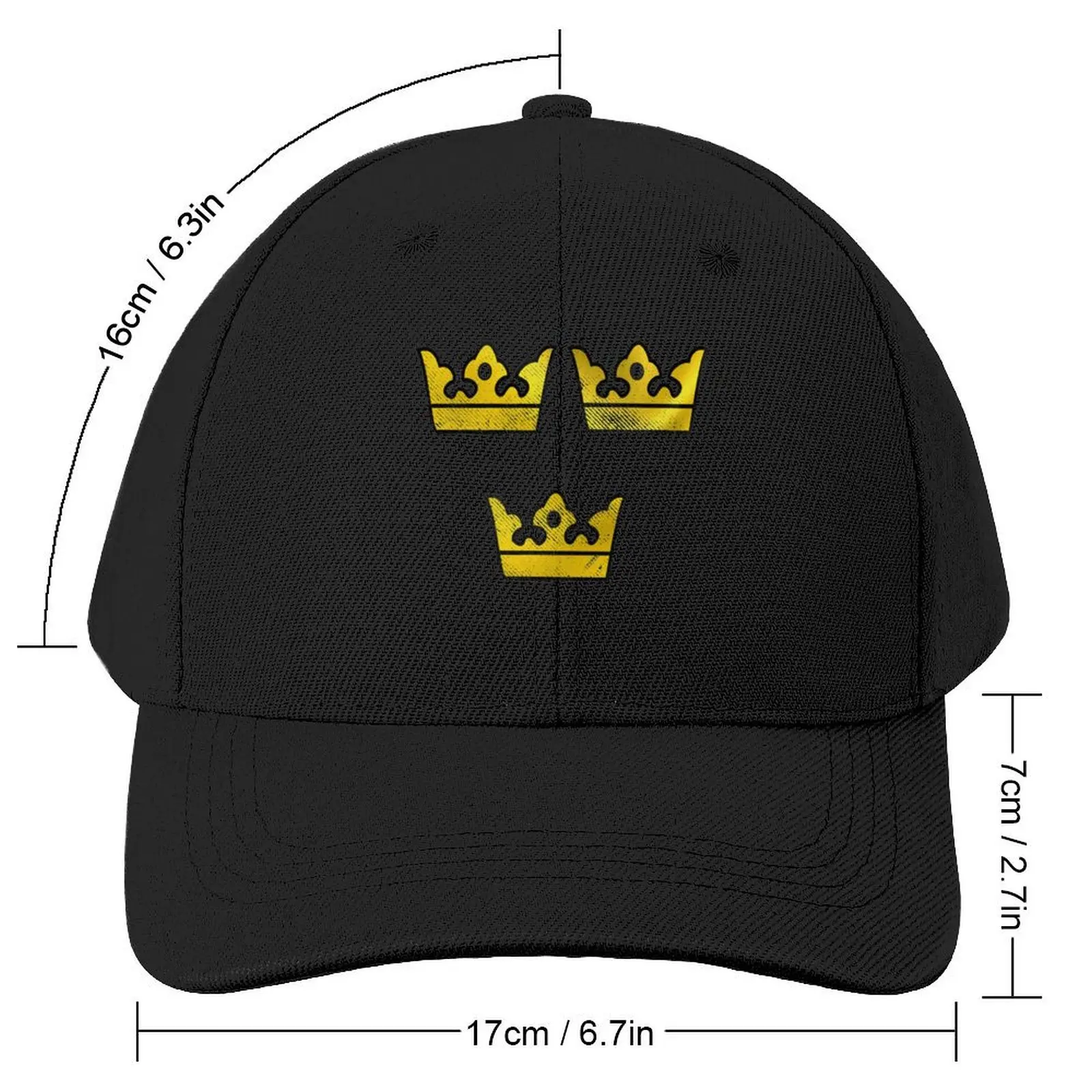 3 Three Crowns Tre Kronor of Sweden Swedish Coat of Arms Distressed Baseball Cap New In The Hat Women Men's