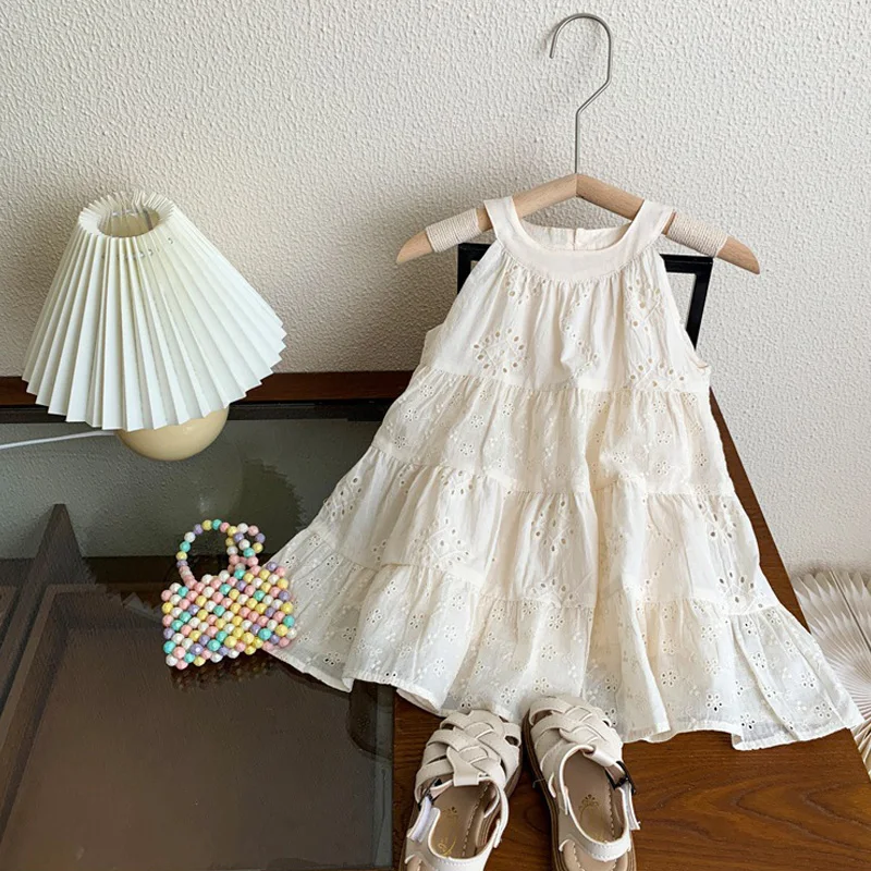 Kidsl Suspender Dress Summer New Children Fashion Sleeveless Hanging Neck Dress Baby Girl Princess Dress